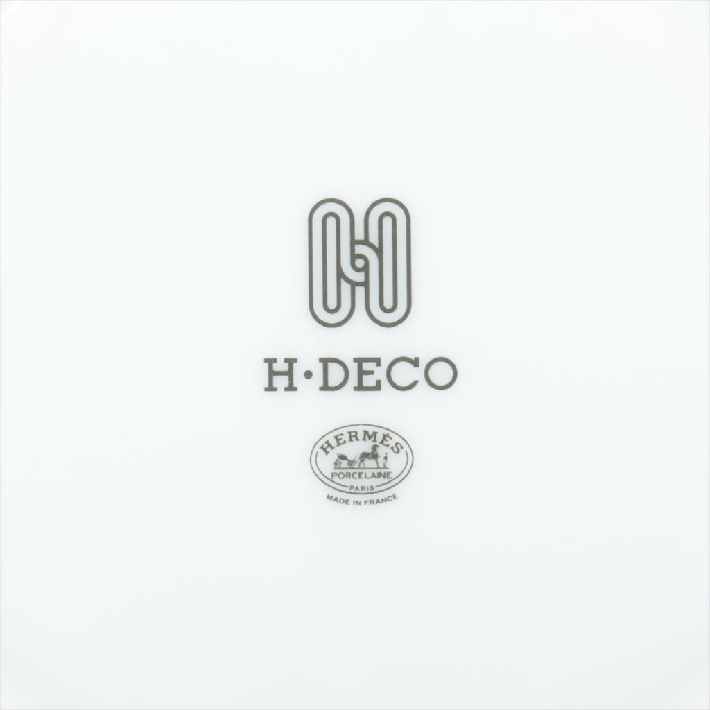 Hermes H deco Soup Plate Set of 2 porcelain black white ash pasta 22 cm