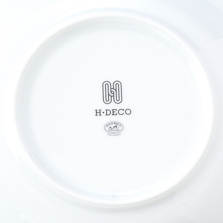 Hermes H deco Soup Plate Set of 2 porcelain black white ash pasta 22 cm