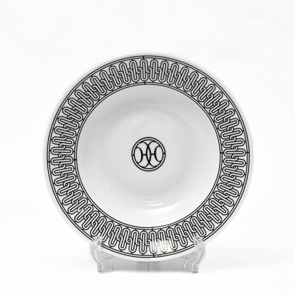 Hermes H deco Soup Plate Set of 2 porcelain black white ash pasta 22 cm