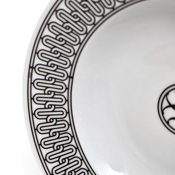 Hermes H deco Soup Plate Set of 2 porcelain black white ash pasta 22 cm