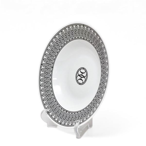 Hermes H deco Soup Plate Set of 2 porcelain black white ash pasta 22 cm