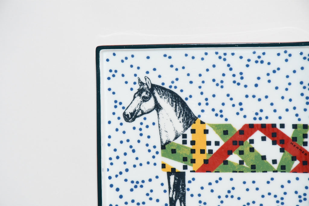 Hermes Hippomobile square tray porcelain Change tray horse 17 x 17 cm