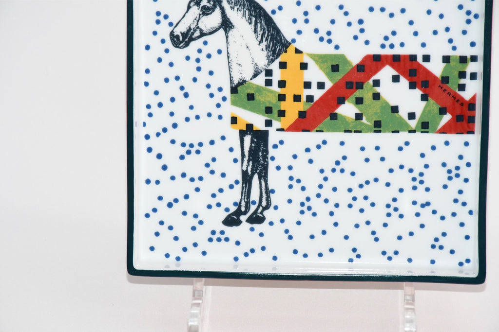 Hermes Hippomobile square tray porcelain Change tray horse 17 x 17 cm