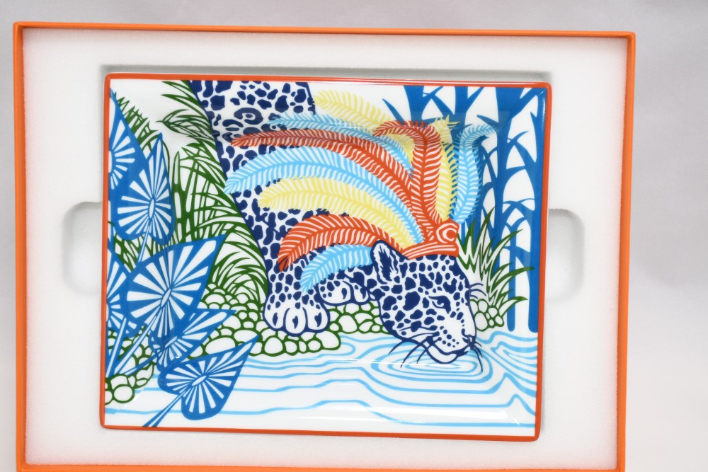 Hermes Jaguar Quetzal Ii Change tray leopard animal Ashtray porcelain