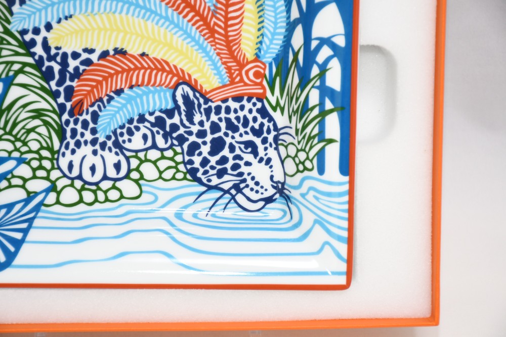 Hermes Jaguar Quetzal Ii Change tray leopard animal Ashtray porcelain