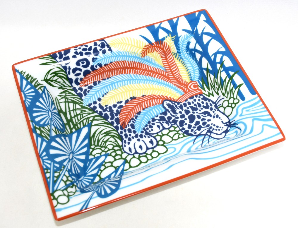 Hermes Jaguar Quetzal Ii Change tray leopard animal Ashtray porcelain