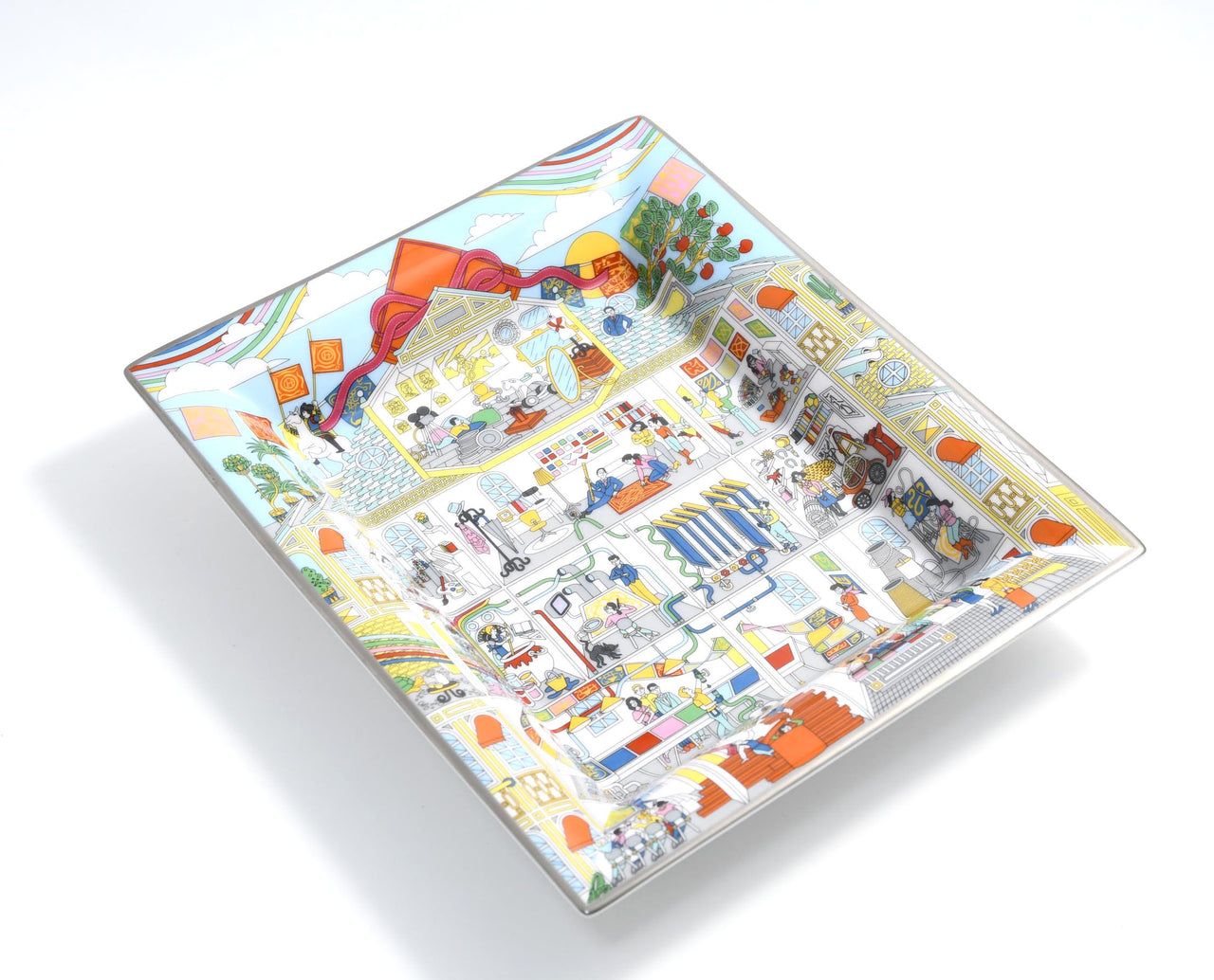 Hermes La Maison des Carres Change tray 3H porcelain Ashtray plate Vide Poche