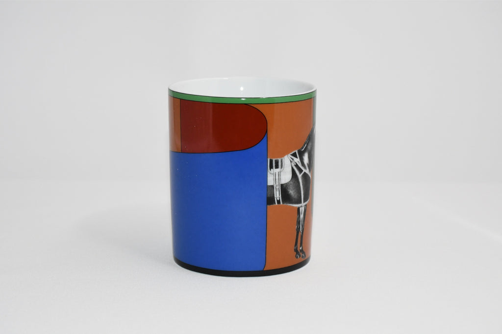 Hermes La Serpentine Mug Cup porcelain horse dinnerware coffee tea brown green No.3