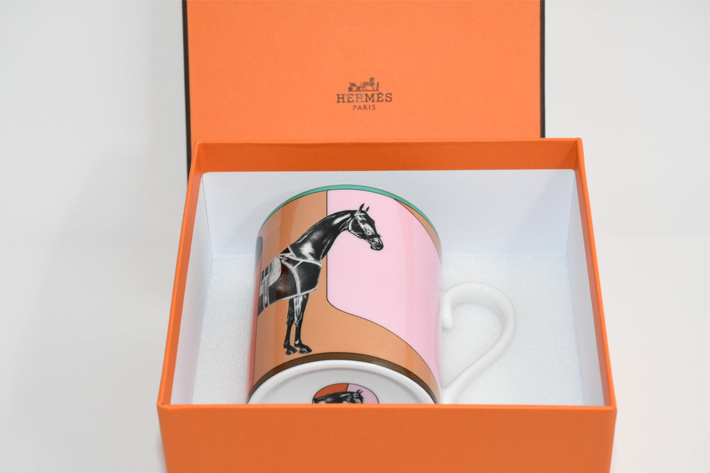 Hermes La Serpentine Mug Cup porcelain horse dinnerware coffee tea pink No.1