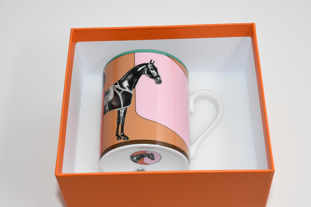 Hermes La Serpentine Mug Cup porcelain horse dinnerware coffee tea pink No.1