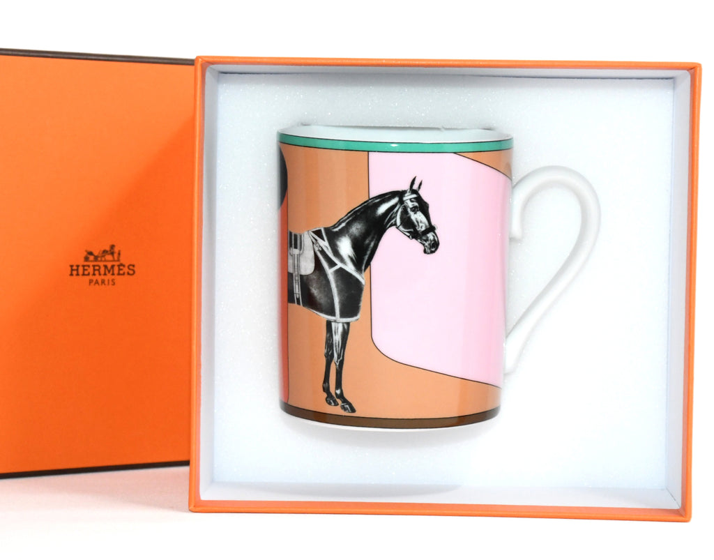 Hermes La Serpentine Mug Cup porcelain horse dinnerware coffee tea pink No.1