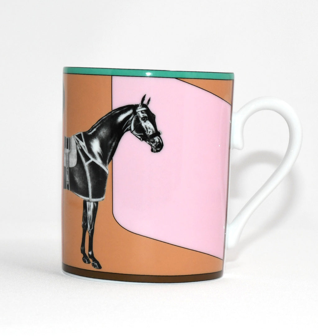 Hermes La Serpentine Mug Cup porcelain horse dinnerware coffee tea pink No.1