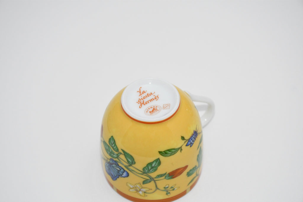 Hermes La Siesta Demitasse Cup and Saucer 2 set blue flower espresso coffee