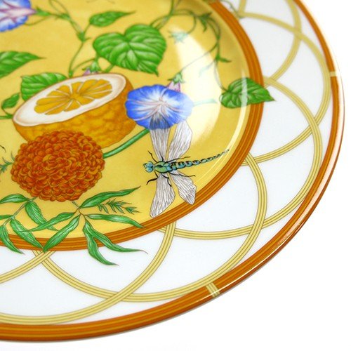 Hermes La Siesta Dessert Plate 22.5 cm porcelain 2 set dinnerware flower 8.75"