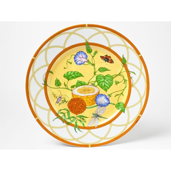 Hermes La Siesta Dessert Plate 22.5 cm porcelain 2 set dinnerware flower 8.75"