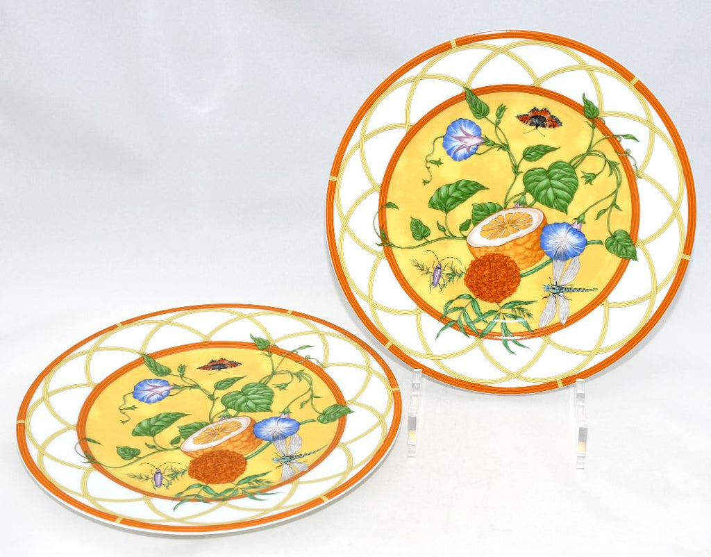 Hermes La Siesta Dessert Plate 22.5 cm porcelain 2 set dinnerware flower 8.75"