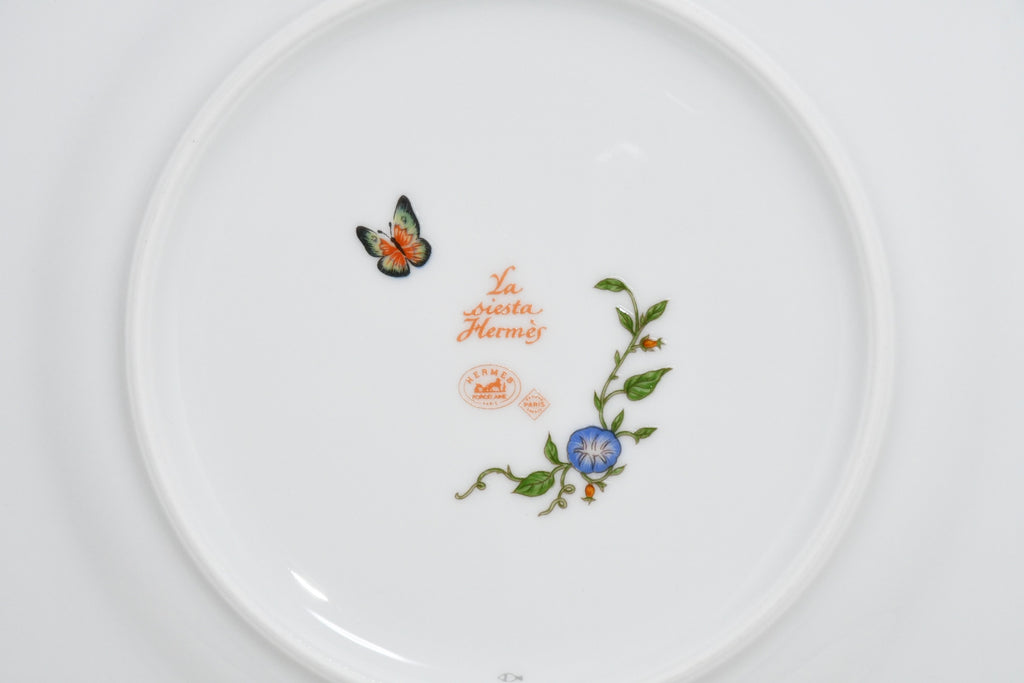 Hermes La Siesta Dessert Plate 22.5 cm porcelain 2 set dinnerware flower 8.75" 072