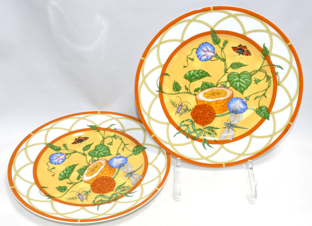 Hermes La Siesta Dessert Plate 22.5 cm porcelain 2 set dinnerware flower 8.75" 072