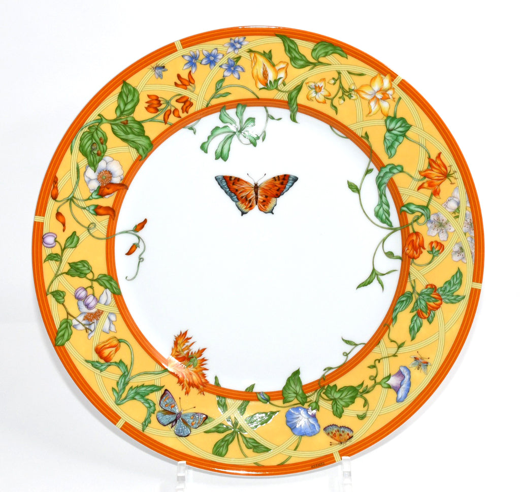 Hermes La Siesta Dinner Plate 27 cm porcelain yellow flower 10.6" M280