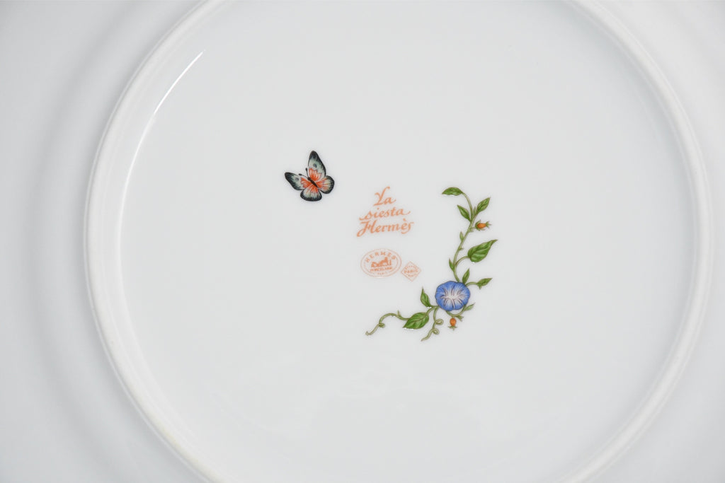 Hermes La Siesta Dinner Plate 27 cm porcelain yellow flower 10.6" MINT