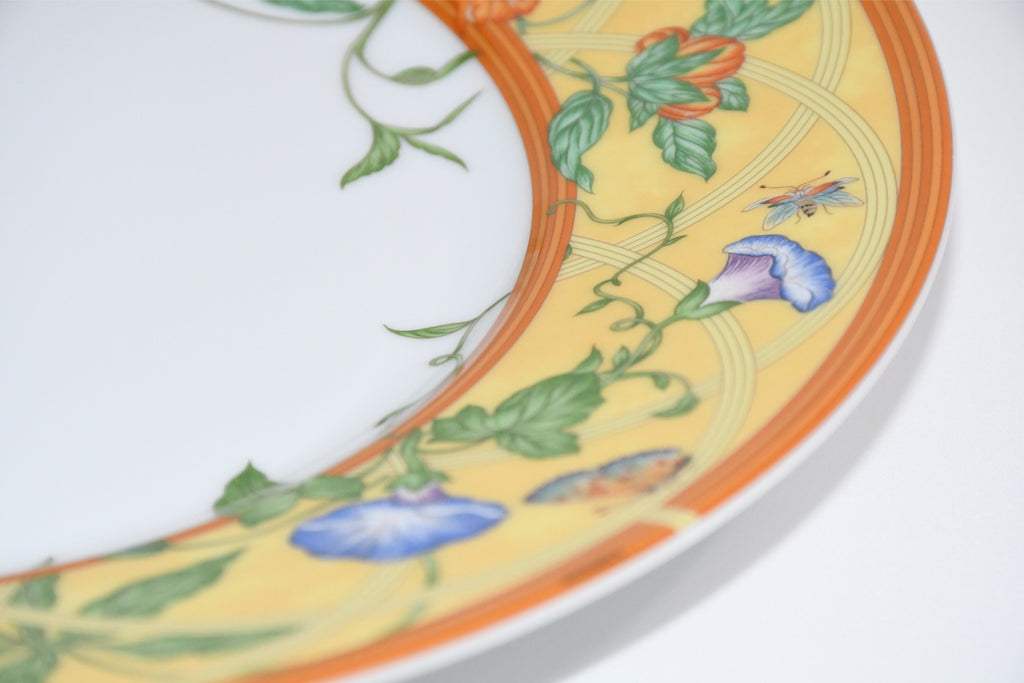 Hermes La Siesta Dinner Plate 27 cm porcelain yellow flower 10.6" MINT