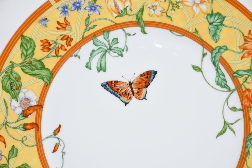Hermes La Siesta Dinner Plate 27 cm porcelain yellow flower 10.6" MINT
