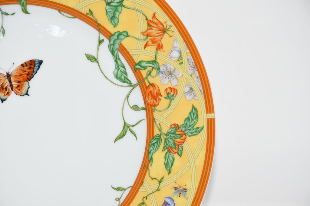 Hermes La Siesta Dinner Plate 27 cm porcelain yellow flower 10.6" MINT
