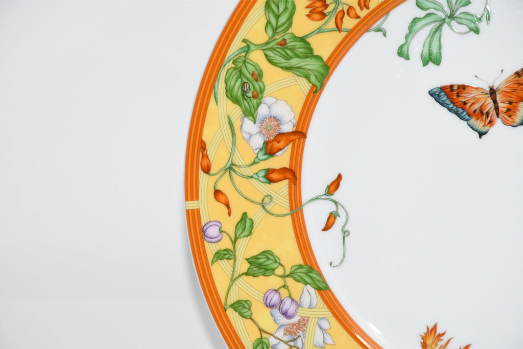 Hermes La Siesta Dinner Plate 27 cm porcelain yellow flower 10.6" MINT