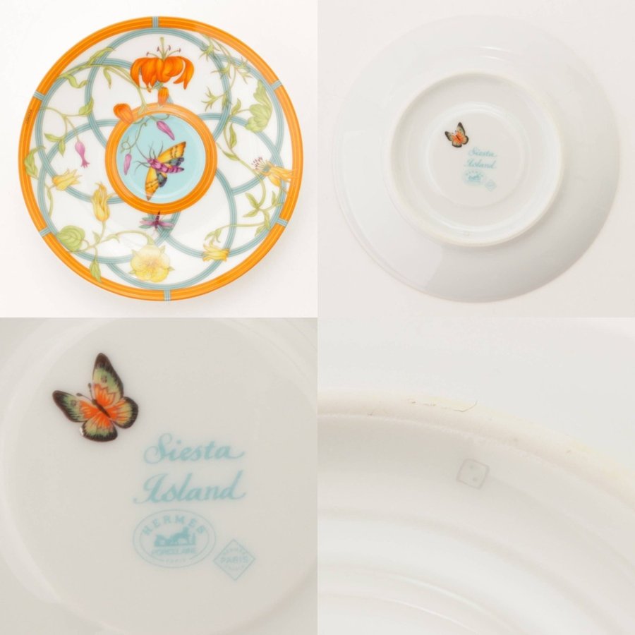 Hermes La Siesta Island Demitasse Cup and Saucer 2 set blue espresso coffee