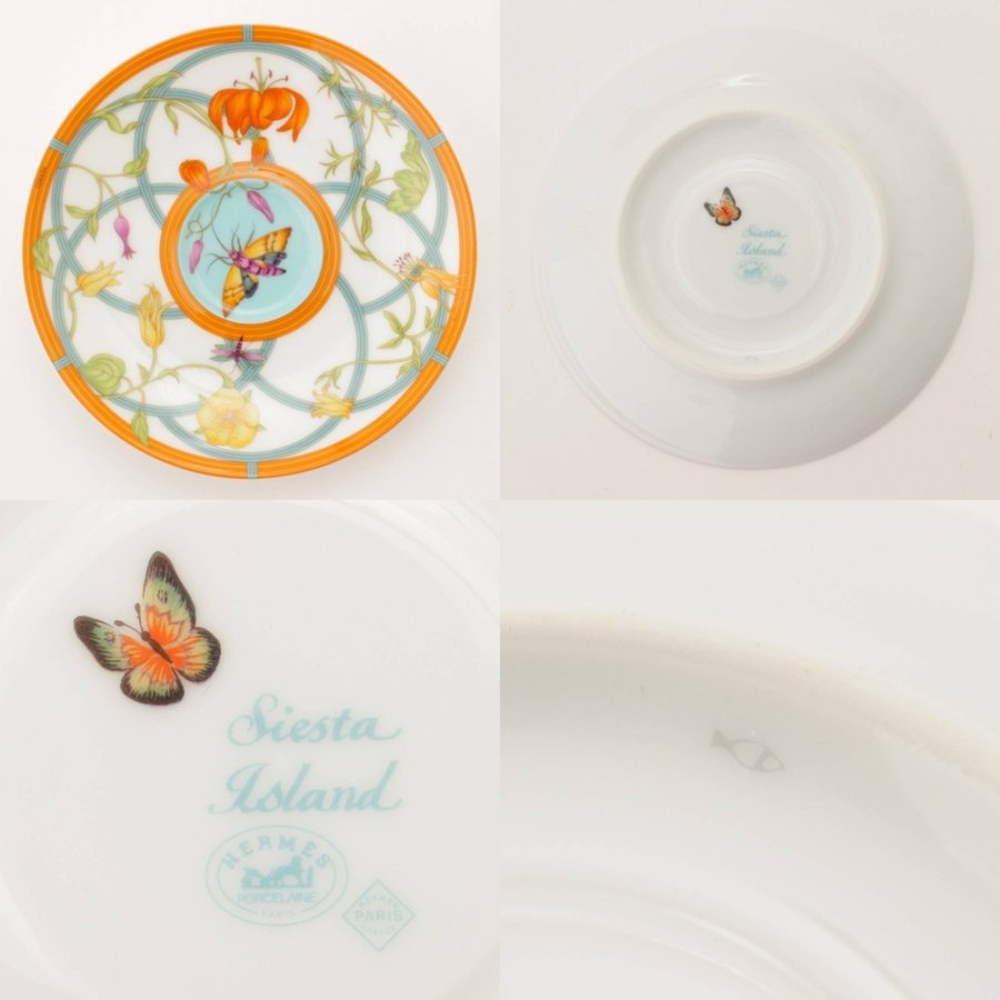 Hermes La Siesta Island Demitasse Cup and Saucer 2 set blue espresso coffee