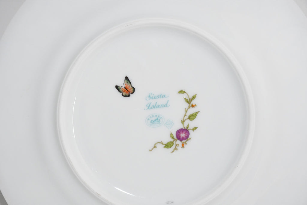 Hermes La Siesta Island Dessert Plate 22.5 cm porcelain blue flower 8.75"