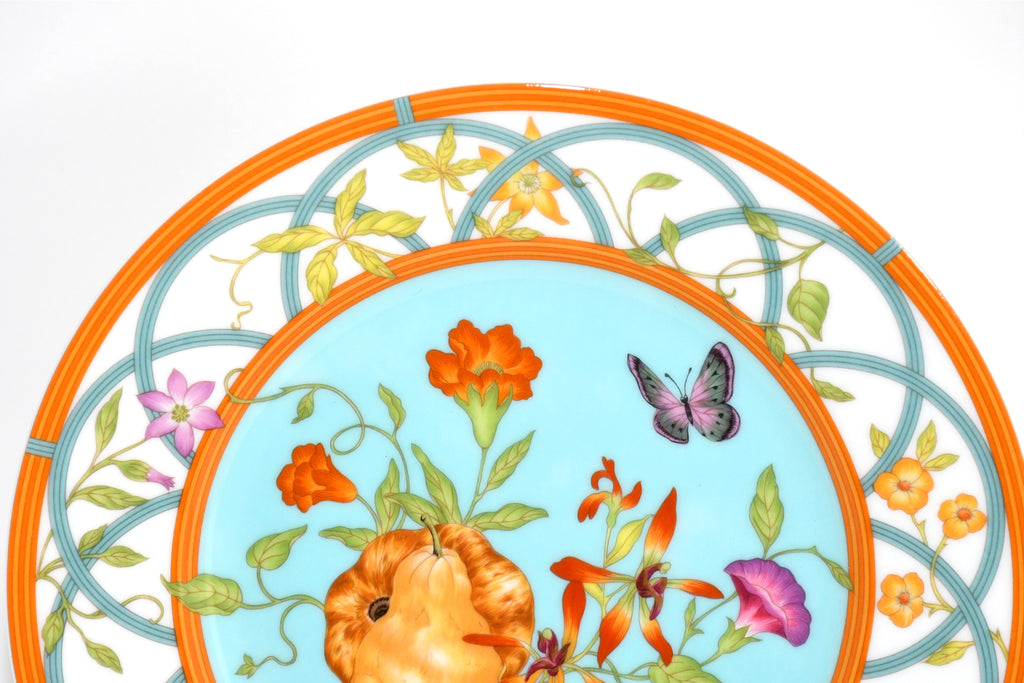 Hermes La Siesta Island Dessert Plate 22.5 cm porcelain blue flower 8.75"