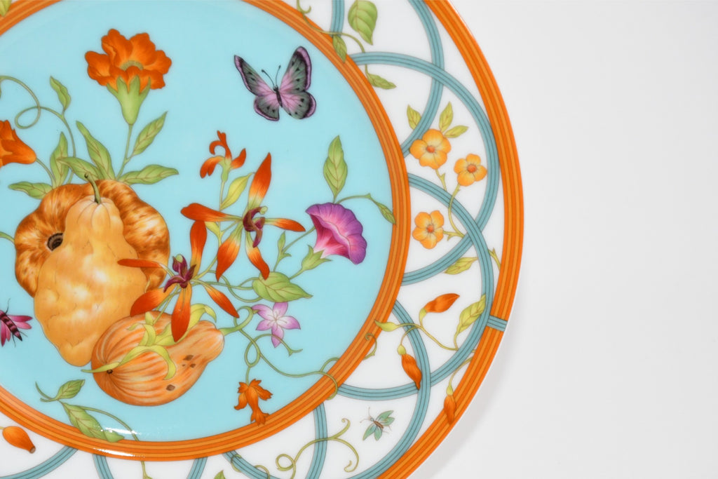 Hermes La Siesta Island Dessert Plate 22.5 cm porcelain blue flower 8.75"
