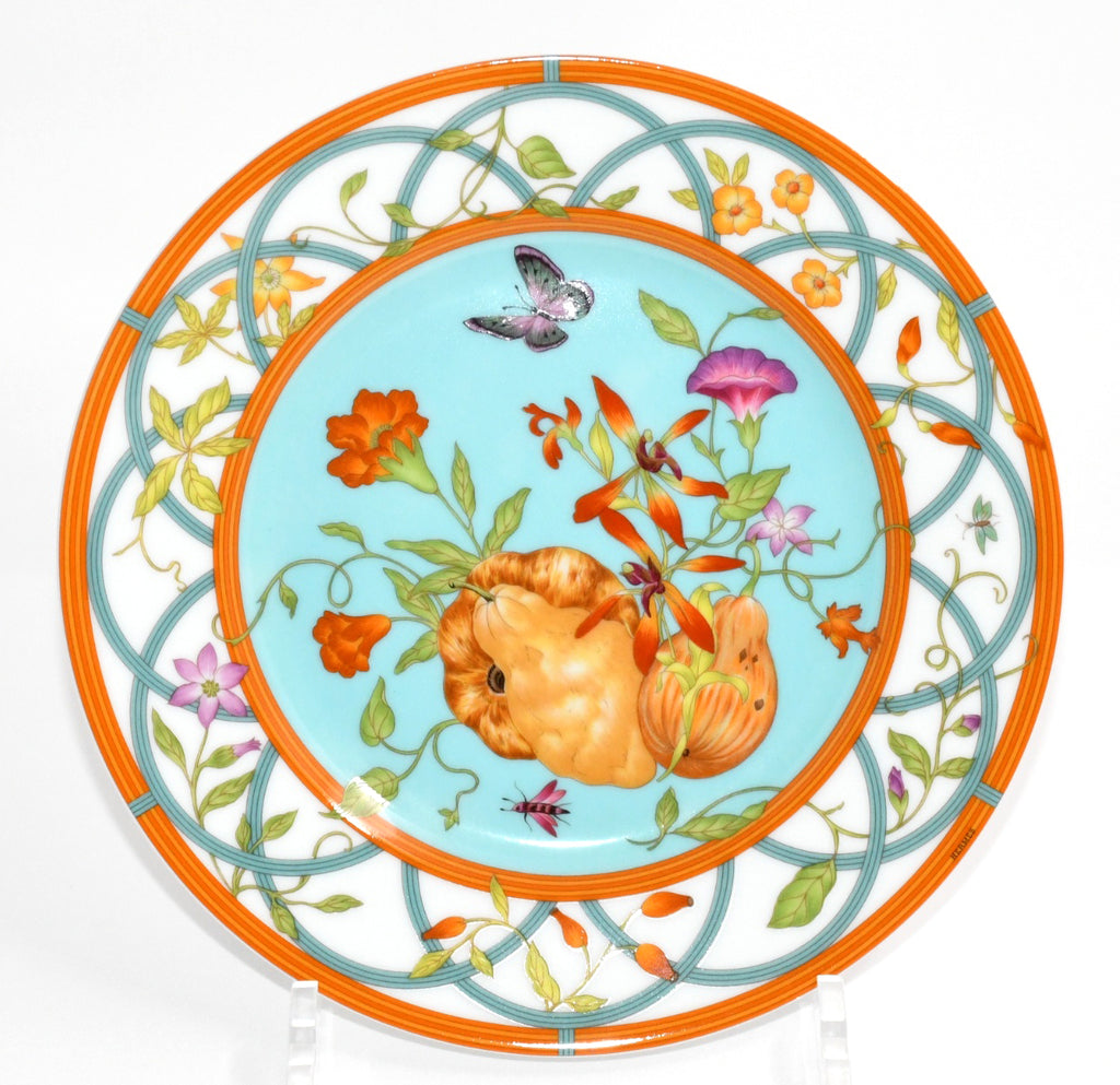 Hermes La Siesta Island Dessert Plate 22.5 cm porcelain blue flower 8.75" R022