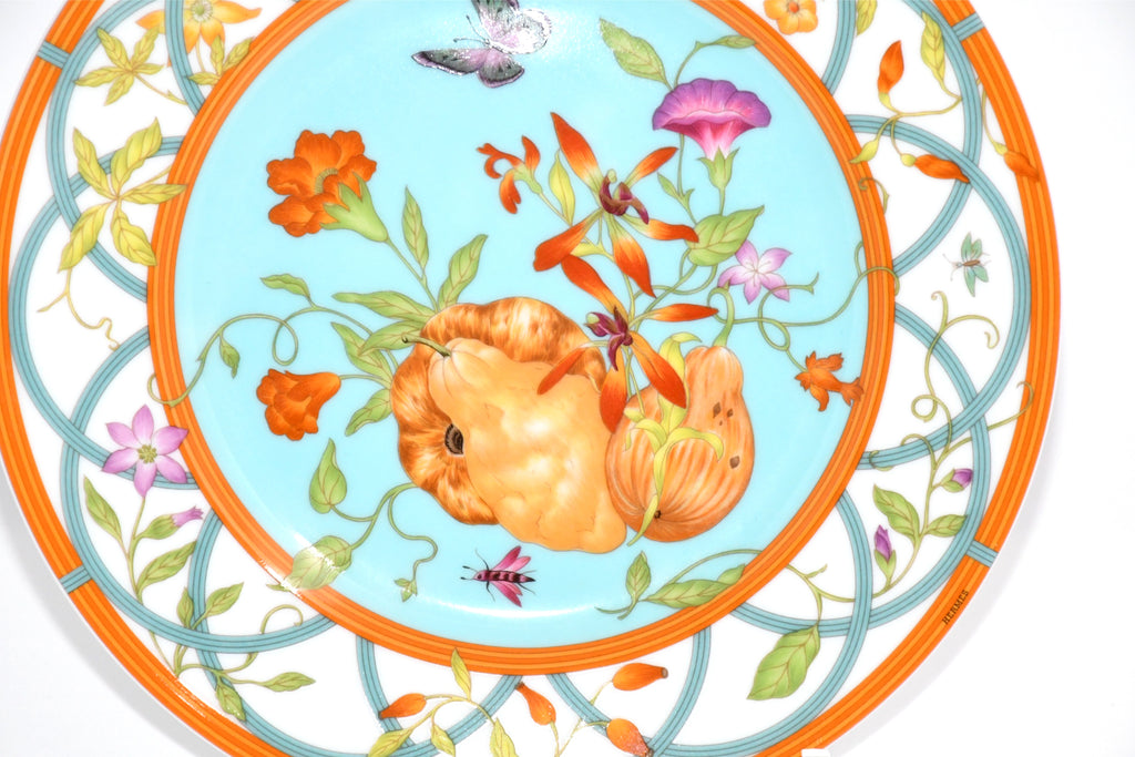 Hermes La Siesta Island Dessert Plate 22.5 cm porcelain blue flower 8.75" R022