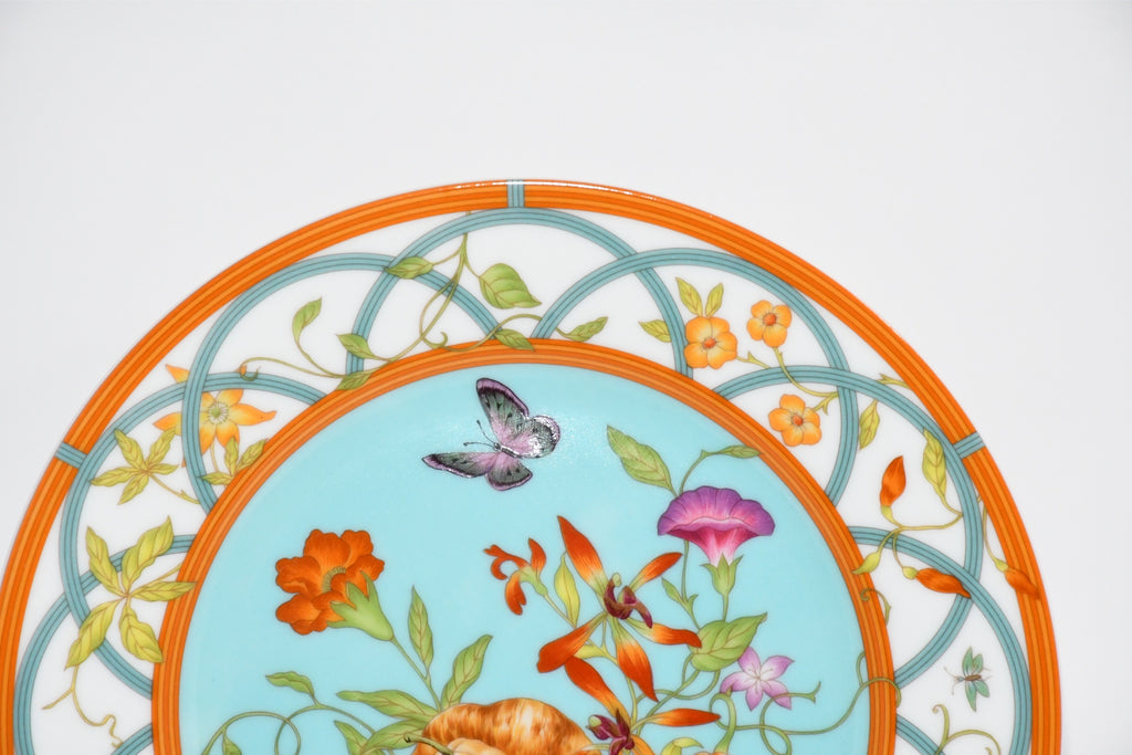 Hermes La Siesta Island Dessert Plate 22.5 cm porcelain blue flower 8.75" R022