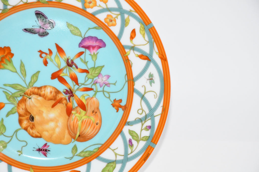 Hermes La Siesta Island Dessert Plate 22.5 cm porcelain blue flower 8.75" R022