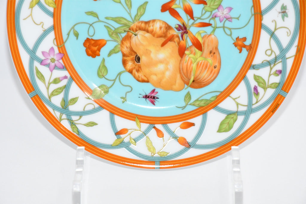 Hermes La Siesta Island Dessert Plate 22.5 cm porcelain blue flower 8.75" R022