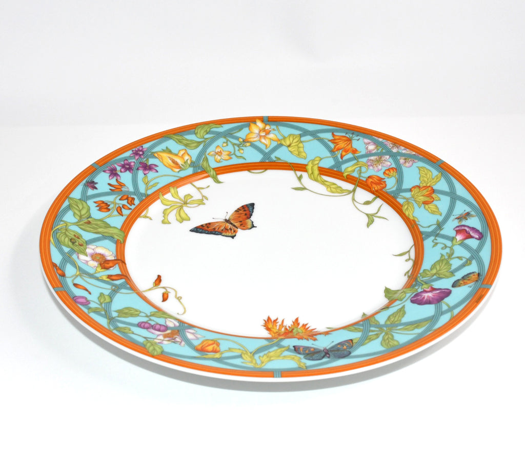 Hermes La Siesta Island Dinner Plate 27 cm blue porcelain dinnerware flower MINT