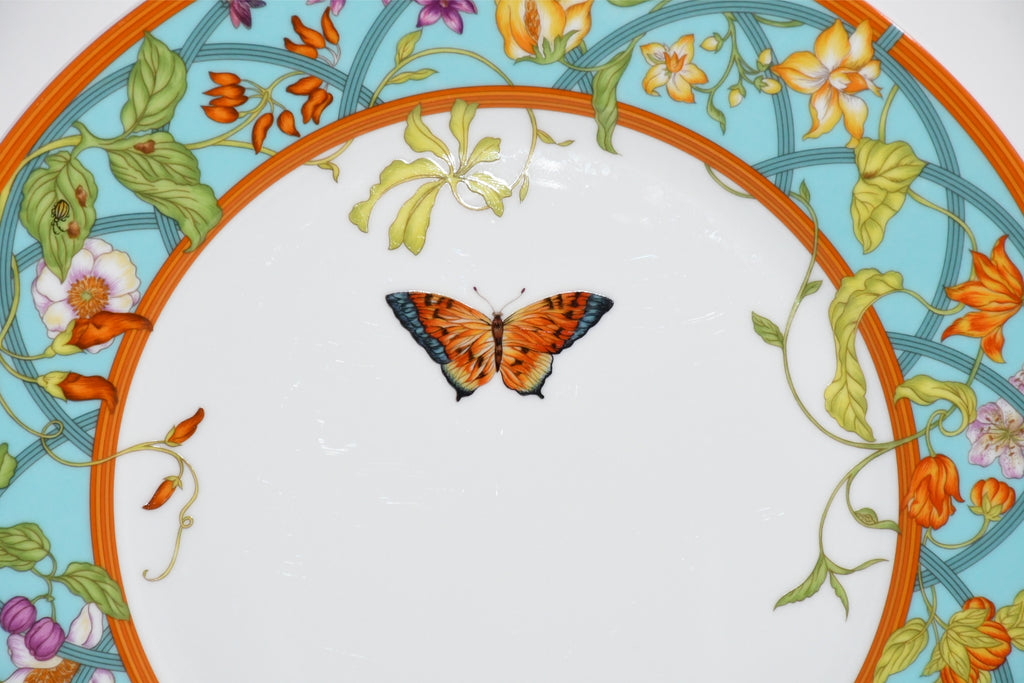 Hermes La Siesta Island Dinner Plate 27 cm blue porcelain dinnerware flower MINT
