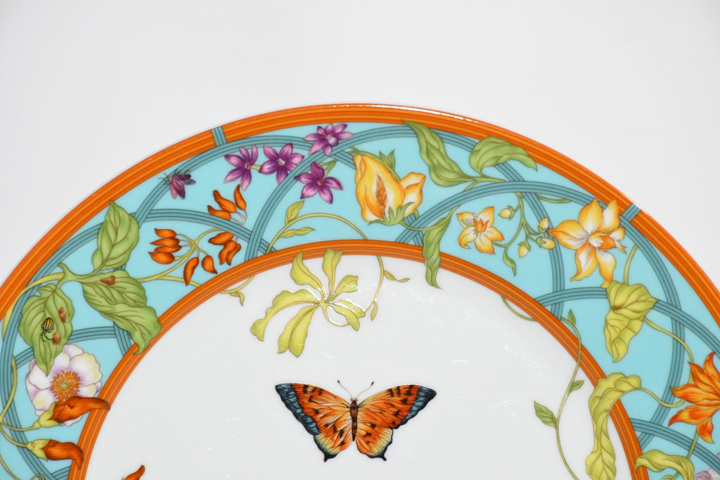 Hermes La Siesta Island Dinner Plate 27 cm blue porcelain dinnerware flower MINT