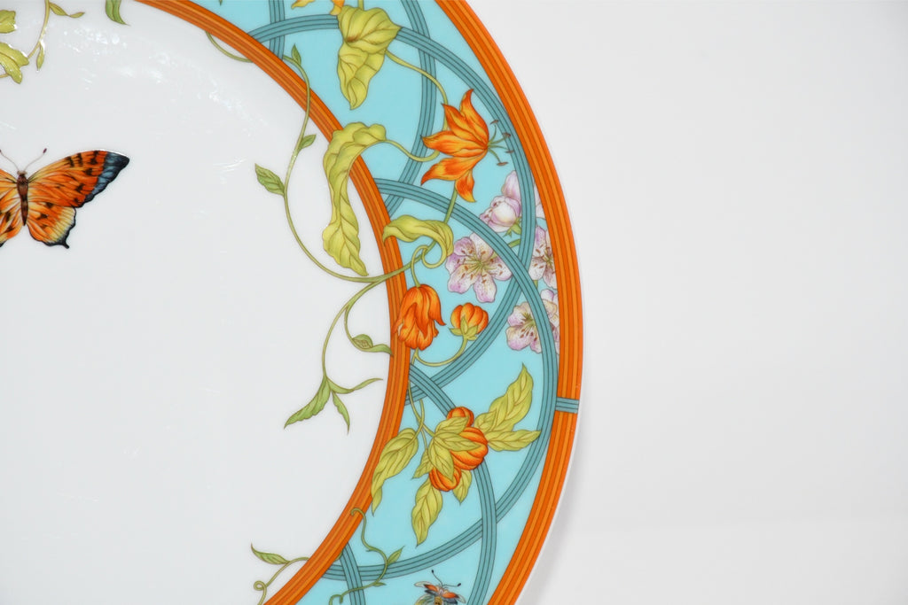 Hermes La Siesta Island Dinner Plate 27 cm blue porcelain dinnerware flower MINT