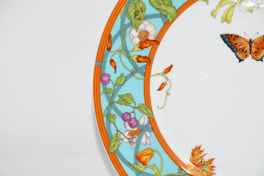 Hermes La Siesta Island Dinner Plate 27 cm blue porcelain dinnerware flower MINT