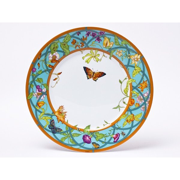 Hermes La Siesta Island Dinner Plate 27 cm blue porcelain dinnerware flower