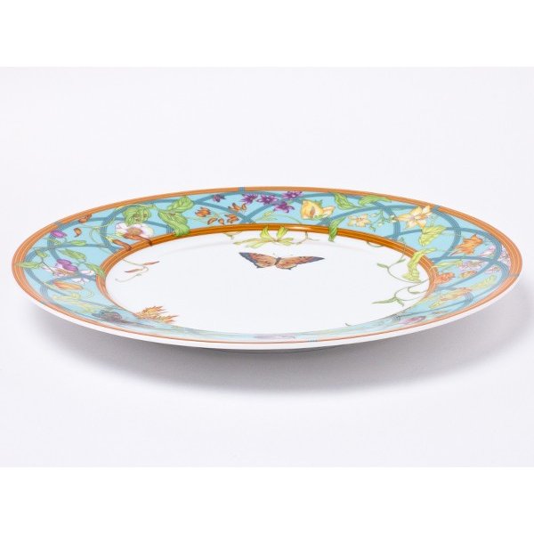 Hermes La Siesta Island Dinner Plate 27 cm blue porcelain dinnerware flower