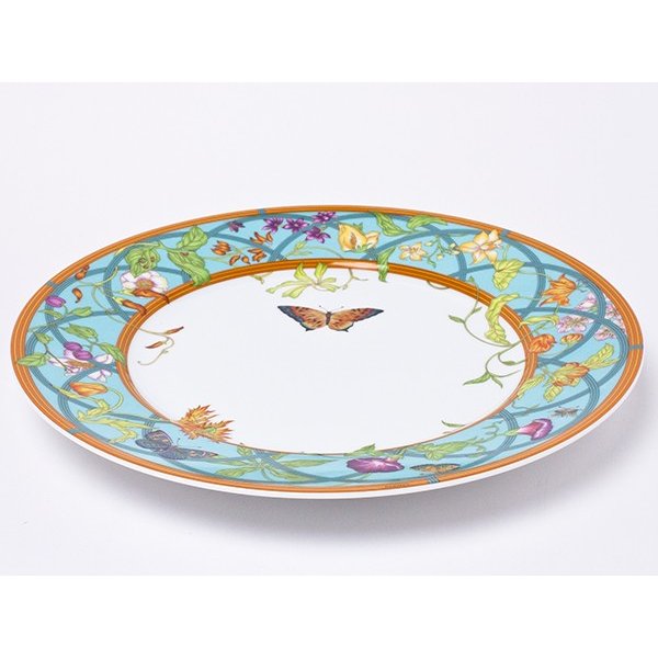 Hermes La Siesta Island Dinner Plate 27 cm blue porcelain dinnerware flower