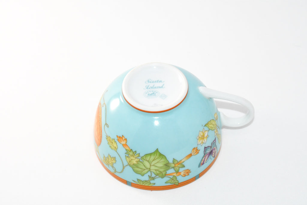 Hermes La Siesta Island Tea Cup and Saucer Set of 2 blue flower coffee