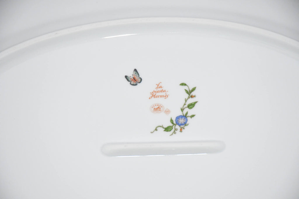 Hermes La Siesta Oval Plate 16.5" porcelain 42 cm flower