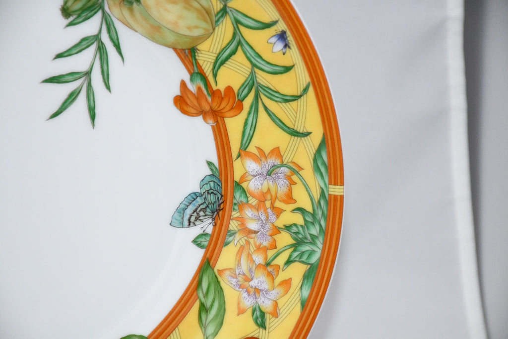 Hermes La Siesta Oval Plate 16.5" porcelain 42 cm flower