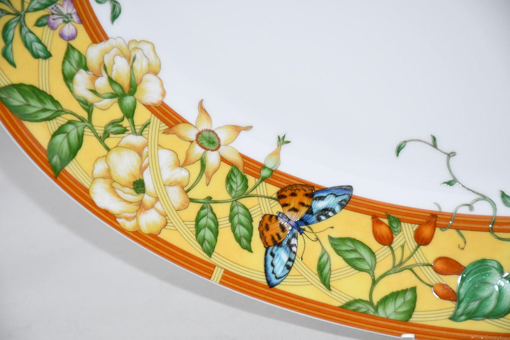 Hermes La Siesta Oval Plate 16.5" porcelain 42 cm flower